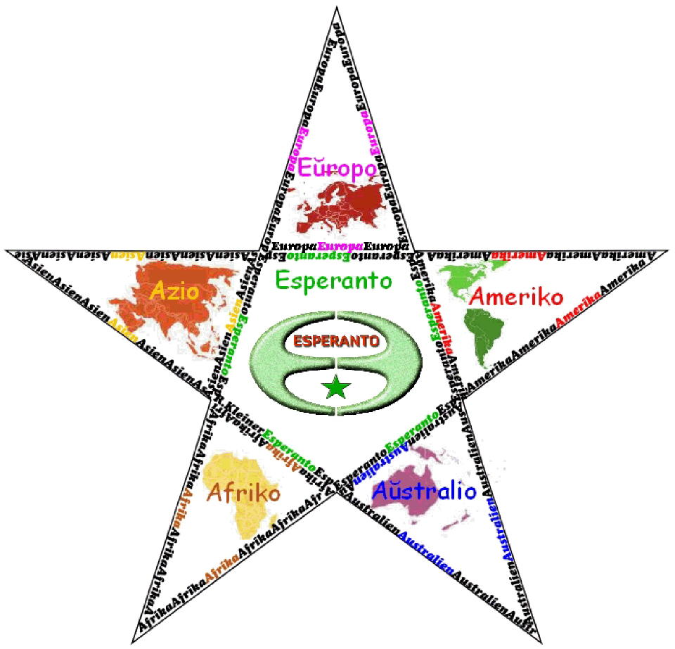 Esperanto-Stern mit Kontinenten